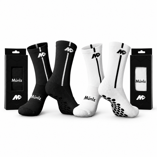 Muniz Anti Slip Grip Socks Combo - Black & White